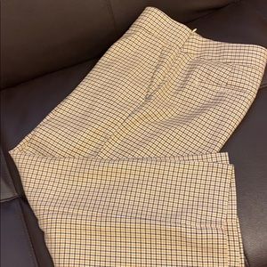 Wide leg cropped plaid pants